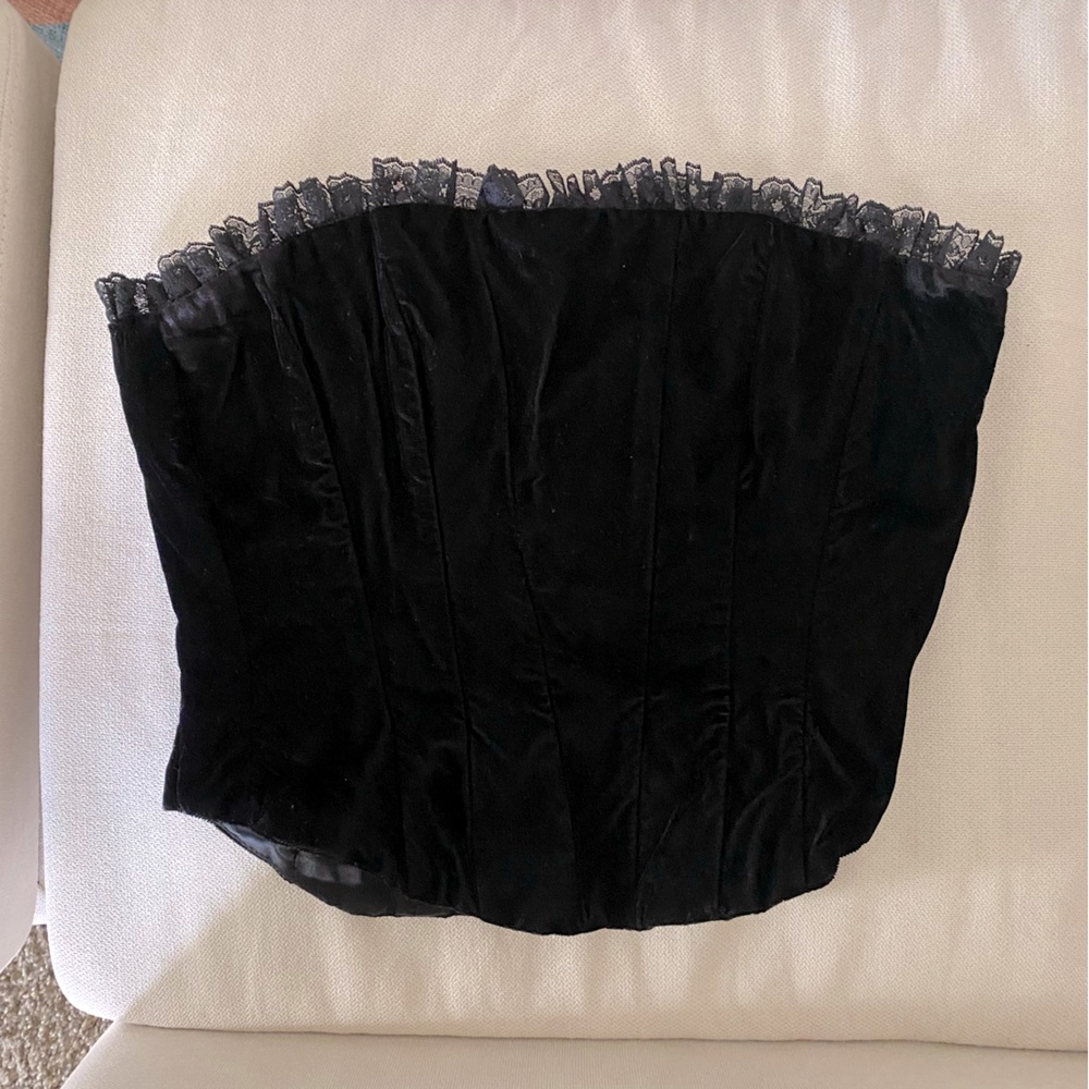 Black Velvet Corset with lace trim